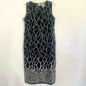 Vintage 90s Kathie Lee geometric zebra print maxi dress women’s Size M tie back